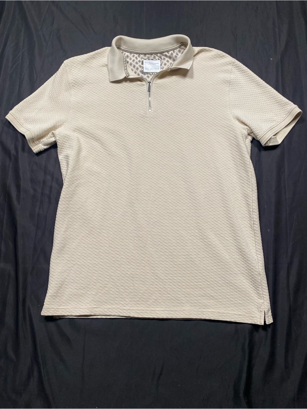 Denim & Flower Short Sleeve Zip Polo - Cream